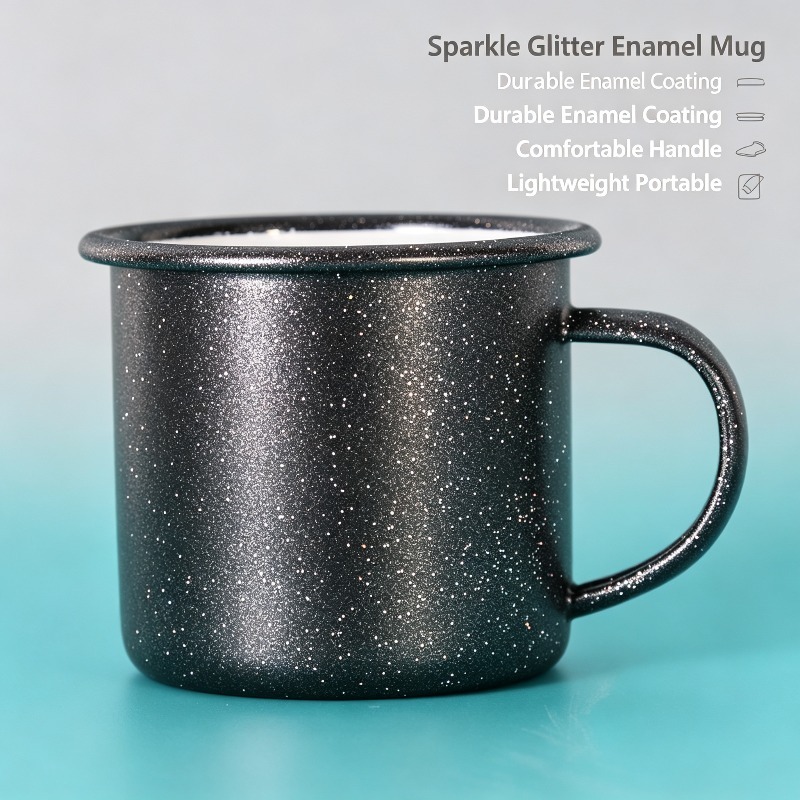 Coffee Tea Equipment - Vintage Enamel Mug with Star‑Dot Starry