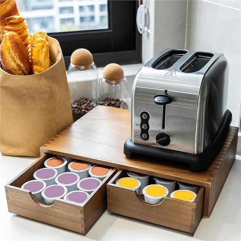 TFTP-Wooden Coffee Pod Storage - Coffee Tea Organizer ulasan dan harga