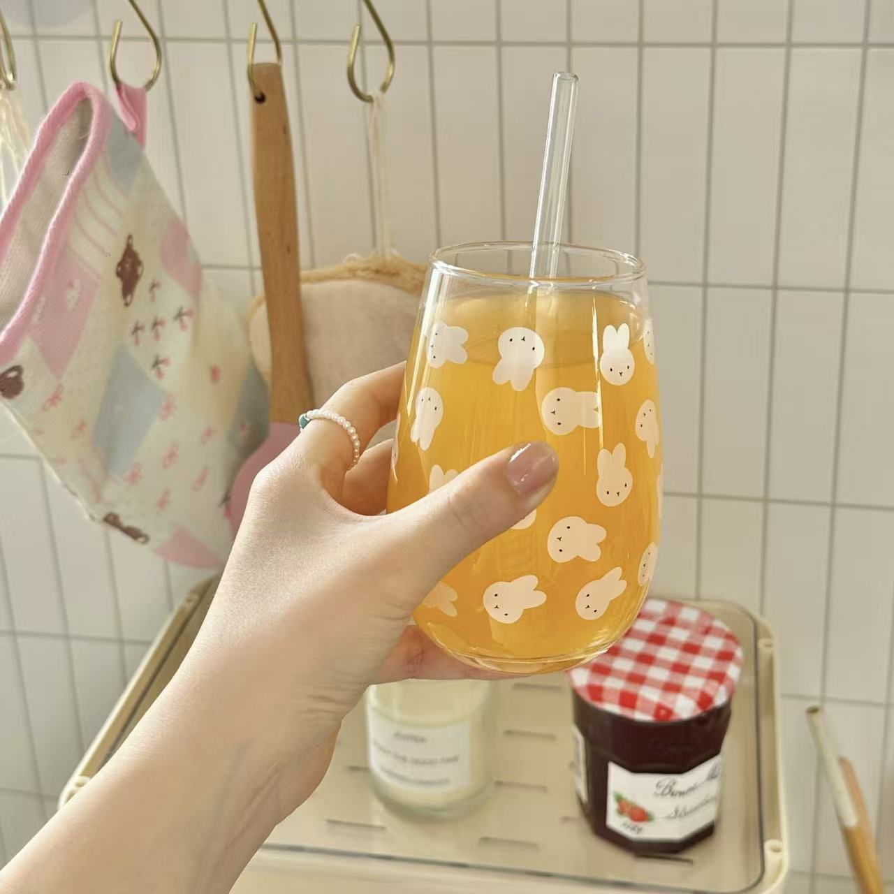 Cute Miffy Rabbit Printed Glas - Coffee Tea Cups ulasan dan harga