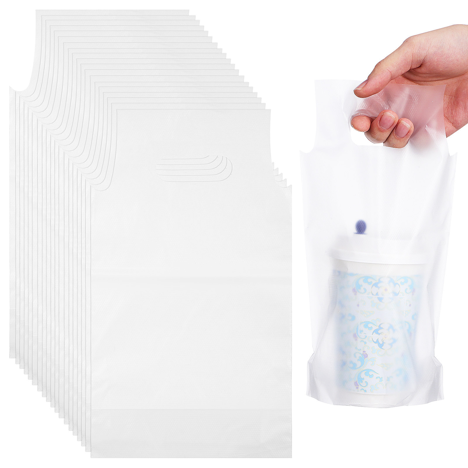 500Pcs Beverage Bags Handle Tr - Coffee Tea Cups ulasan dan harga