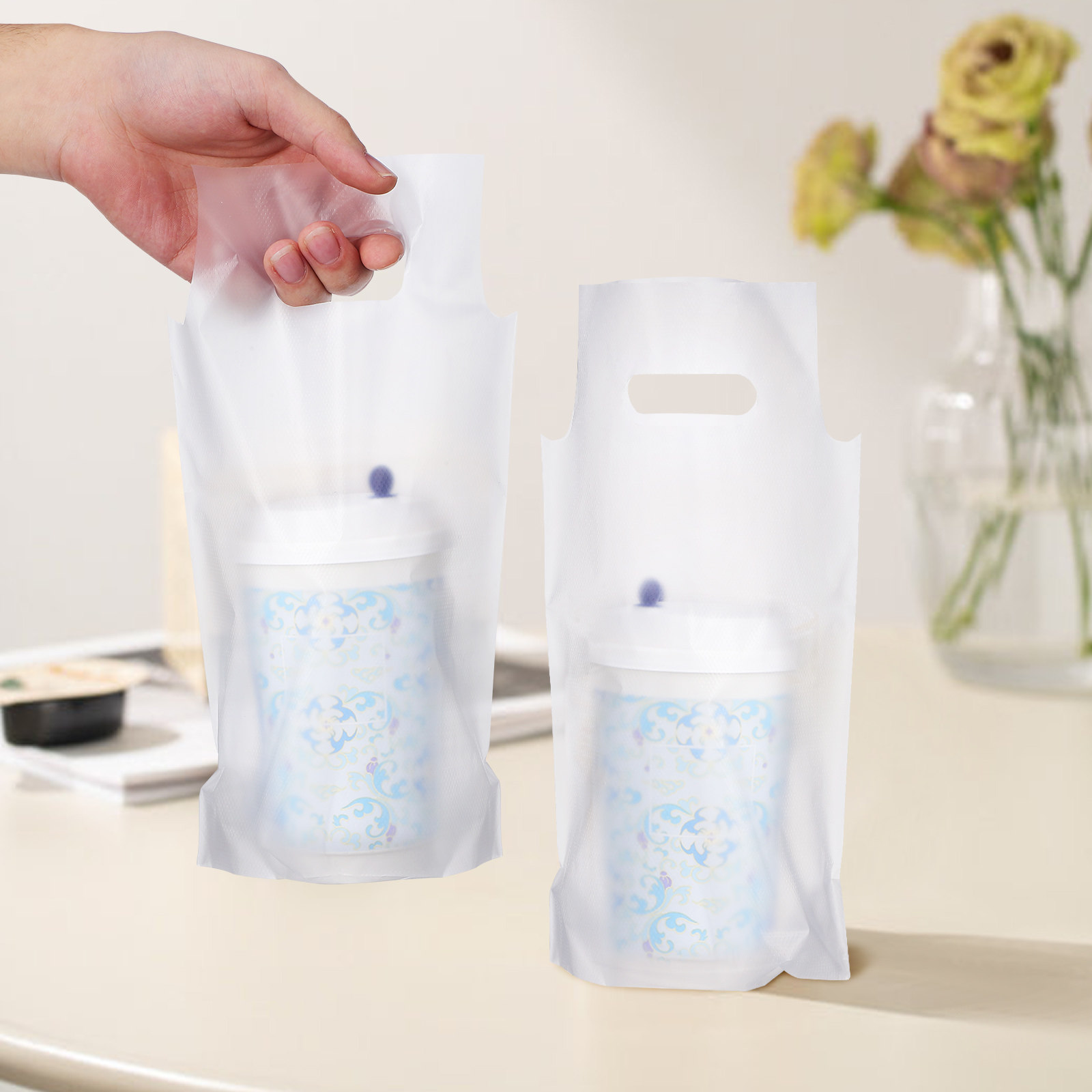 500Pcs Beverage Bags Handle Tr - Coffee Tea Cups ulasan dan harga