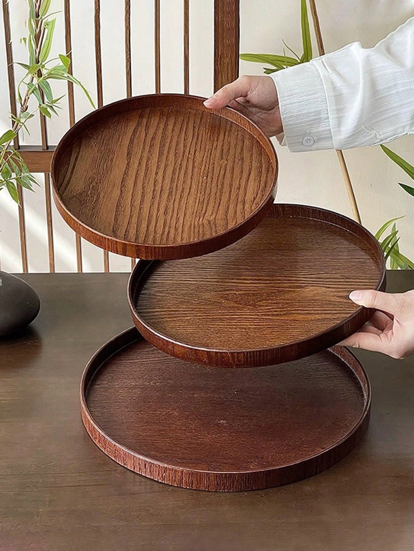 1pc/3pcs Natural Wooden Servin - Coffee Tea Organizer ulasan dan harga