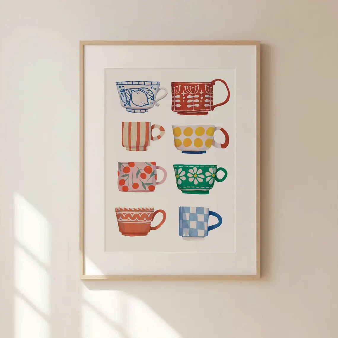 Tea Cup Print, Breakfast poste - Coffee Tea Cups ulasan dan harga