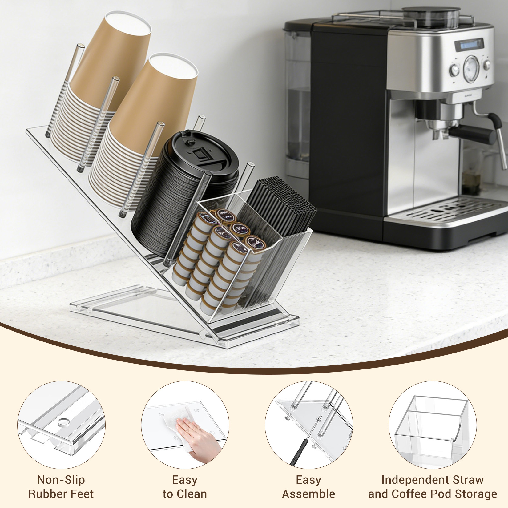 Acrylic Coffee Cup Holder Adju - Coffee Tea Cups ulasan dan harga