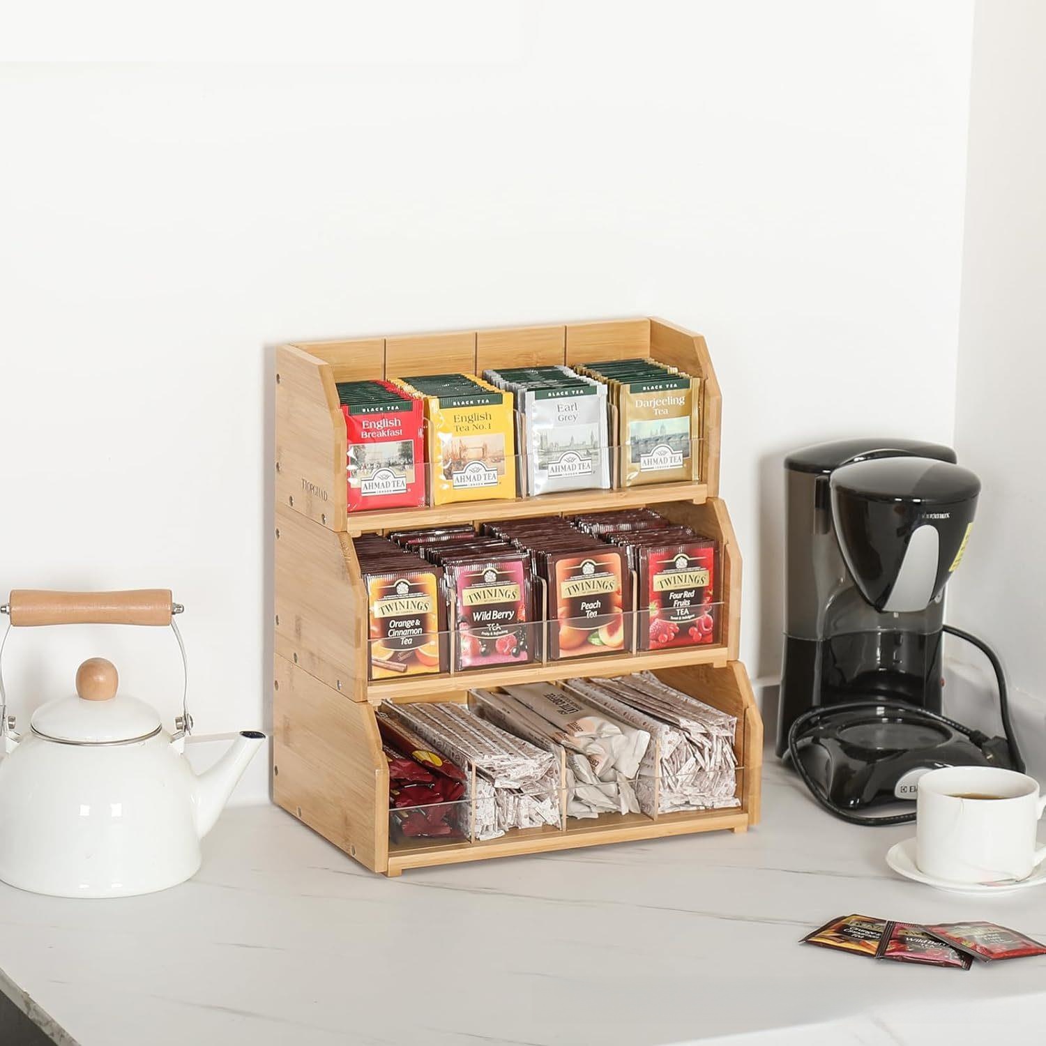 Bamboo Tea Bag Storage Box Thr - Coffee Tea Organizer ulasan dan harga