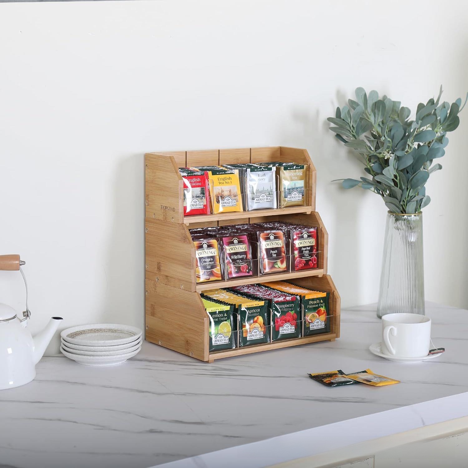 Bamboo Tea Bag Storage Box Thr - Coffee Tea Organizer ulasan dan harga