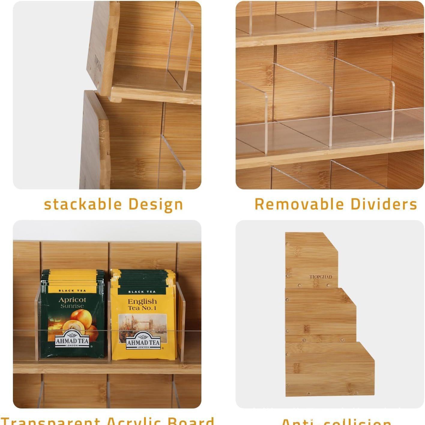Bamboo Tea Bag Storage Box Thr - Coffee Tea Organizer ulasan dan harga