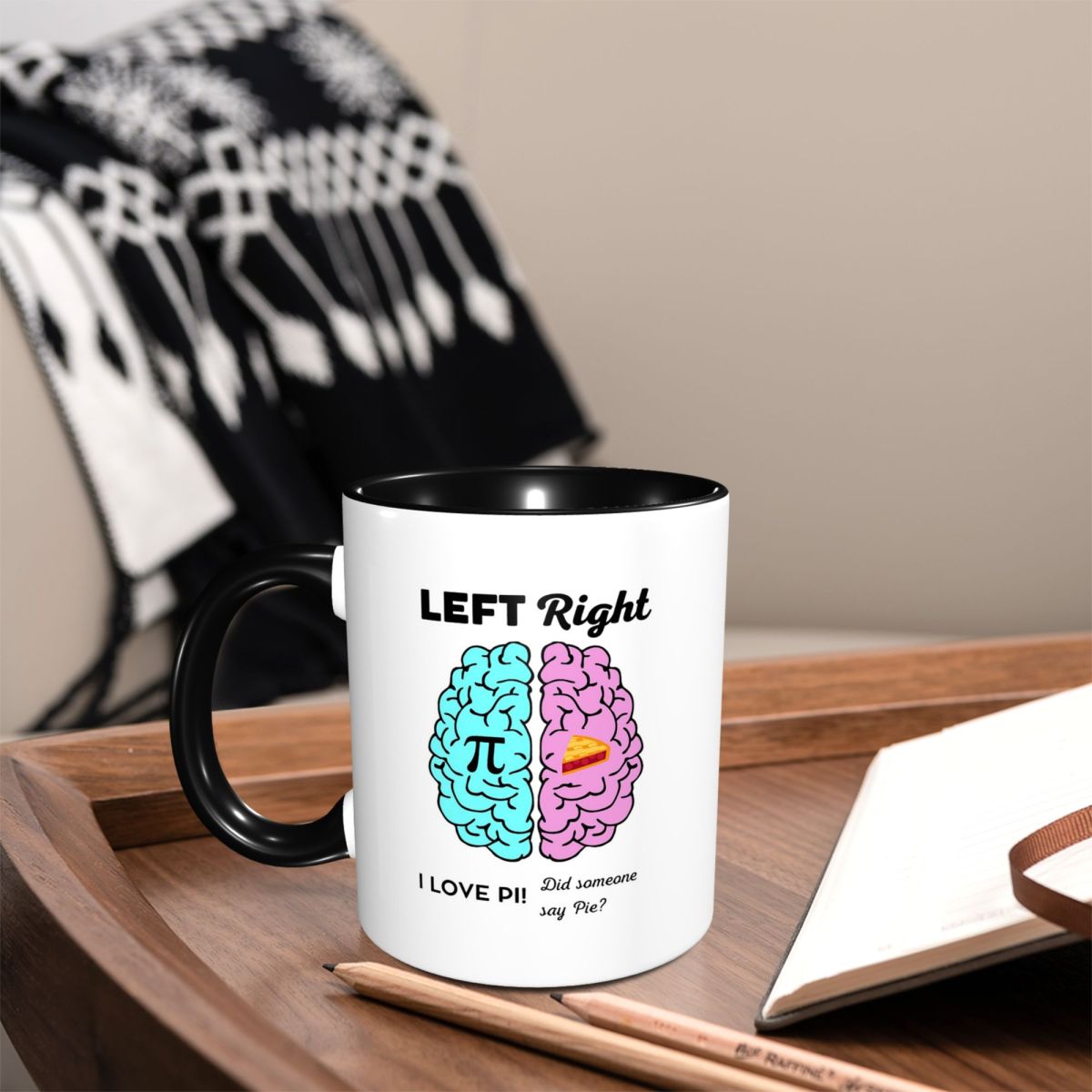 Left Right Brain Hemisphere Pi - Coffee Tea Joke ulasan dan harga