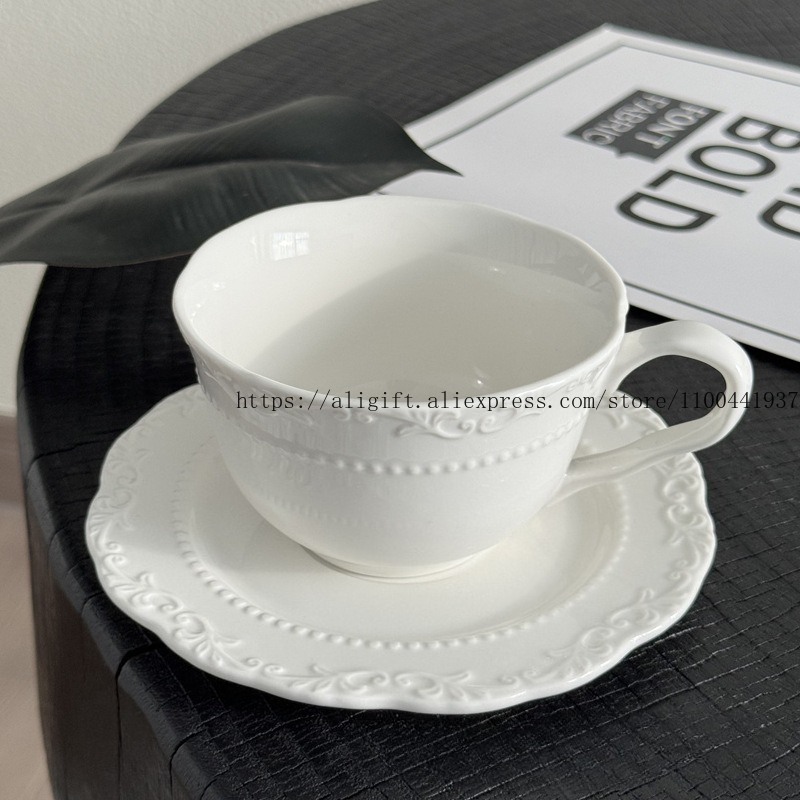French Light Luxury Embossed F - Coffee Tea Mix ulasan dan harga