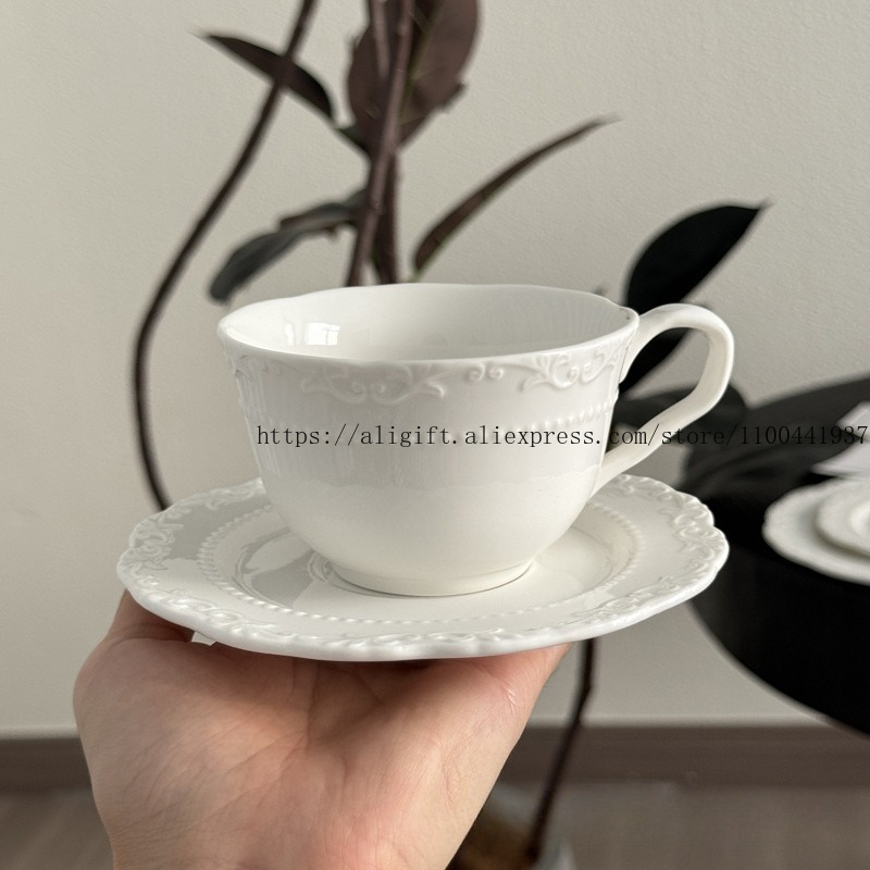French Light Luxury Embossed F - Coffee Tea Mix ulasan dan harga